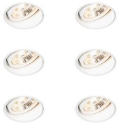 Set di 6 faretti da incasso moderni bianchi senza bordi - Impact 70
