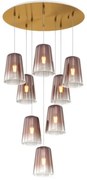 Sospensione ottone sat. tonda 8 luci rame 1164os-s8 t-ra