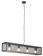 Lampada a sospensione industriale intelligente nera incl. 4 WiFi A60 - Cage Wire