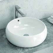 Kamalu - lavabo da appoggio tondo 44.5cm in ceramica bianca |  litos-t22