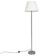 Lampada da terra acciaio paralume plissettato bianco 45 cm - SIMPLO