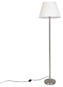 Lampada da terra moderna in acciaio con paralume plissettato bianco 45 cm - Simplo