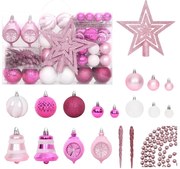 Set Addobbi di Natale 108 pz, Bianco e Rosa