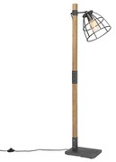 Lampada da terra industriale grigio scuro con legno - Arthur