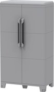 Armadio Portascope Modulare da Esterno 78x43,6x143 cm 2 Ante 2 Ripiani in Polipropilene Transforming Grigio e Nero...