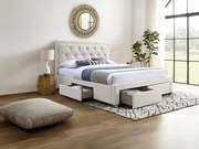 Letto con Cassetti 160 x 200 cm Tessuto Beige - LEOPOLD