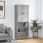 Credenza grigio cemento 69,5x34x180 cm in legno multistrato