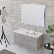 Mobile bagno sospeso 100 cm Master grigio con lavabo e specchio