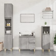 Set mobili da bagno 3 pz grigio sonoma in legno multistrato