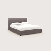 Nina letto contenitore dal design minimal in microfibra effetto pelle smacchiabile marrone