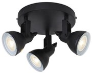 Plafoniera Tonda Contemporanea Focus Spotlight Acciaio Bianco Nero 3 Luci Gu10