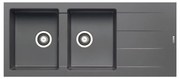 Lavello integrato 2 vasche in granito grigio PYRAMIS Athlos L 50 x L 116 cm