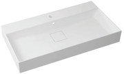 Lavabo da incasso con bordo a vista d'appoggio rettangolare vasca centrale Neo L 91 x H 15 x P 49 cm in resina bianco