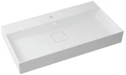 Lavabo da incasso con bordo a vista rettangolare vasca centrale Neo L 91 x H 15 x P 49 cm in resina bianco