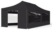 TOOLPORT 4x8m gazebo pieghevole PVC con laterali (finestre panoramiche), PROFESSIONAL alluminio, nero - (59063)