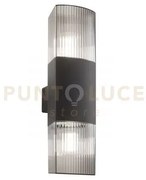 Applique dark alluminio antracite biemissione 2xe27 diffusore pc fu...