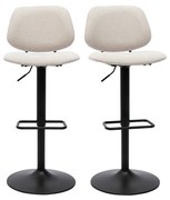 Sgabelli da bar regolabili design in tessuto effetto velluto beige e metallo nero BARNET (set di 2)