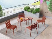 Sala da pranzo da giardino per bambini in Metallo Terracotta POPAYAN: un tavolo e 4 sedie impilabili