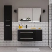Mobile da bagno sospeso sotto lavabo L 111.2 x H 53.7 x P 47.5 cm nero laccato opaco, 2 cassetti, 1 anta SENSEA Perla
