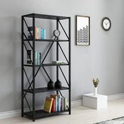 Libreria Industrial 5 Ripiani 64x30x150 Frida Effetto Marmo Nero