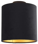 Plafoniera con paralume in velluto nero e oro 25 cm - Combi Black