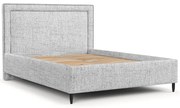 Letto matrimoniale imbottito grigio chiaro con spazio contenitivo e rete 180x200 cm Baleine - Maison de Rêve