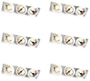 Set di 6 faretti da incasso bianchi AR111 senza cornice 3 luci - Oneon