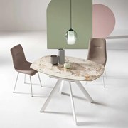 Tavolo in pietra effetto marmo Pandora ROUND con piano girevole D135 cm