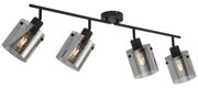 Faretto da soffitto di design nero con vetro fumé 4 luci - Domo