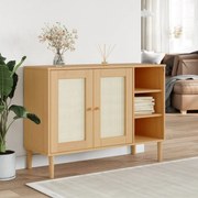 Credenza senja aspetto rattan 112x40x80 cm legno massello pino