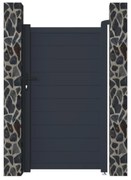 Cancello a battente L103 x H181 cm Alluminio pieno Antracite - NAZARIO
