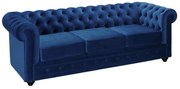 Divano CHESTERFIELD 3 posti in velluto Blu notte