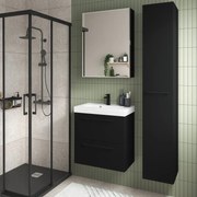 Mobile da bagno sotto lavabo Remix nero lamellare opaco L 60 x H 58 x P 33 cm 2 cassetti, lavabo non incluso