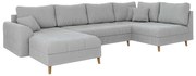 Divano angolare in velluto a coste grigio chiaro (angolo sinistro/U) Ariella - Ropez