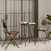 Set Da Bistrot Con Mosaico Terracotta İn Ferro E Ceramica /