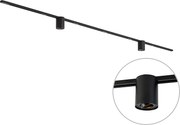 Sistema di illuminazione a binario moderno nero con 2 faretti monofase - Iconic Rondoo Up
