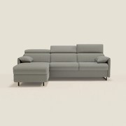 Violetta Divano Letto Angolare con Penisola contenitore, Poggiatesta e Materasso Alto H18 in tessuto impermeabile T13 grigio