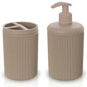 Set accessori appoggio dispenser e portaspazzolini tortora in plastica Ring