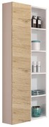 Colonna reversibile sospesa 60x22 con anta e vani a giorno Bianco lucido-Quercia Naturale