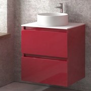 Kamalu - mobile bagno sospeso 60 cm con due cassetti e piano bianco solid surface tod-60ss