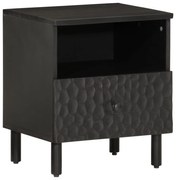 Comodino nero 40x33x46 cm in legno massello di mango