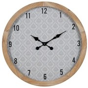 Orologio da Parete Bianco Naturale Legno Cristallo 60 x 60 x 6,5 cm