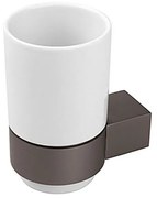 Bicchiere porta spazzolini a muro in alluminio grigio dal design moderno