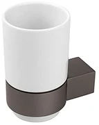 Bicchiere porta spazzolini a muro in alluminio grigio dal design moderno