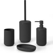 Set accessori bagno completo di 4 pz grigio cannettato Arizona