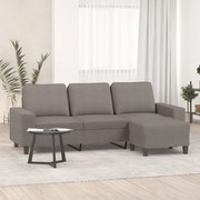 Divano A 3 Posti Con Poggiapiedi Tortora 180 Cm İn Tessuto /