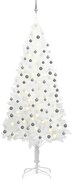 Albero di Natale Artificiale Preilluminato con Palline, Albero di Natale Preilluminato con Palline Bianco 240 cm PVC IV