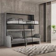 Letto a castello a scomparsa orizzontale DIBE Sofŕ Cemento 200x103xh191 cm
