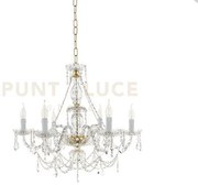 Lampadario in vetro e ceristallo trasparente opera 6 luci lp.opera-6