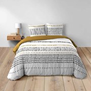 Set copripiumino e federa color senape/bianco in cotone per letto matrimoniale ed esteso 240x220 cm Chicago – douceur d'intérieur